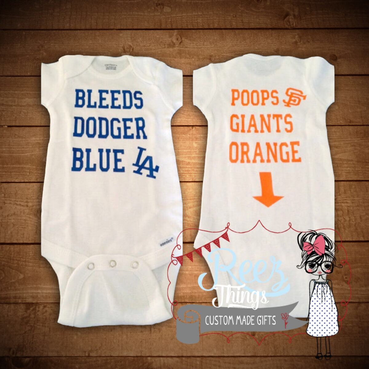 Romper Personalized Custom Name & Number Creeper Dodgers Baby One Piece 