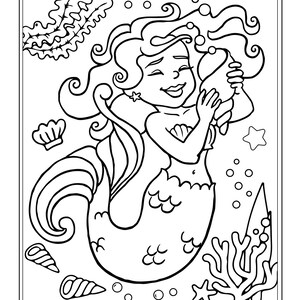 Mermaid Coloring Pages for Kids Vol. 1 - 50 Printable PDF&#39;s of fun, cute, creative mermaid outlines