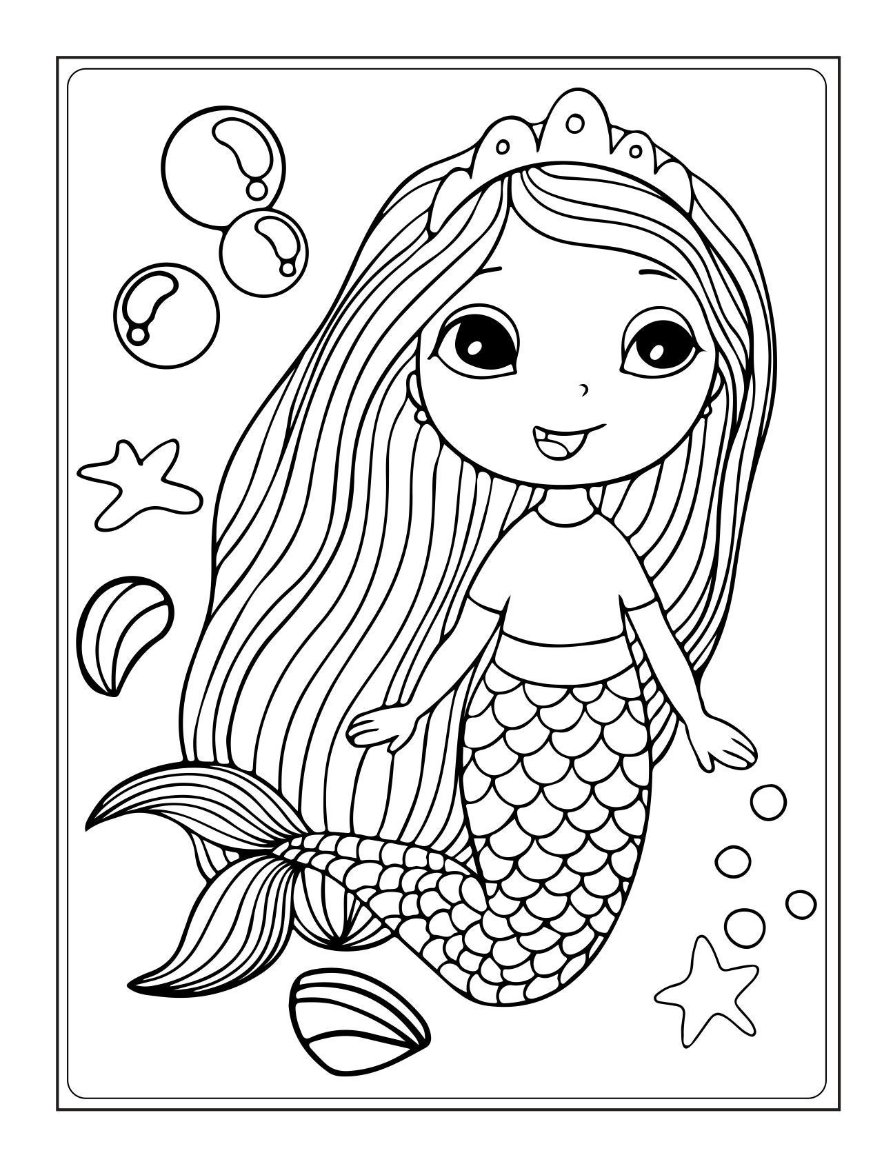 Mermaid Coloring Pages for Kids Vol. 2 50 Printable Pdf's of Fund, Cute