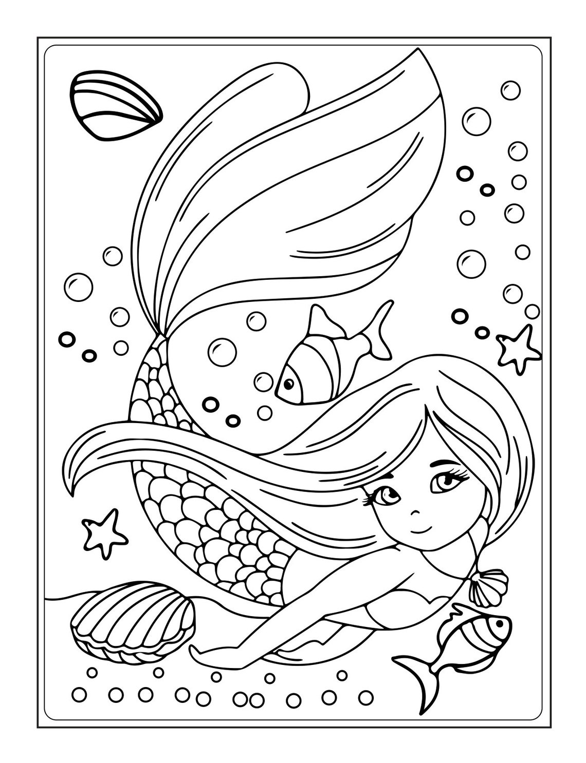 Mermaid Coloring Pages for Kids Vol. 1 - 50 Printable Pdf's of Fun ...