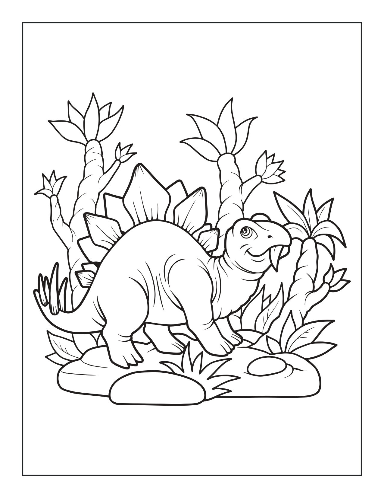 Dinosaur Kids Coloring Book Pages PDF, JPEG By ArtPandaShop