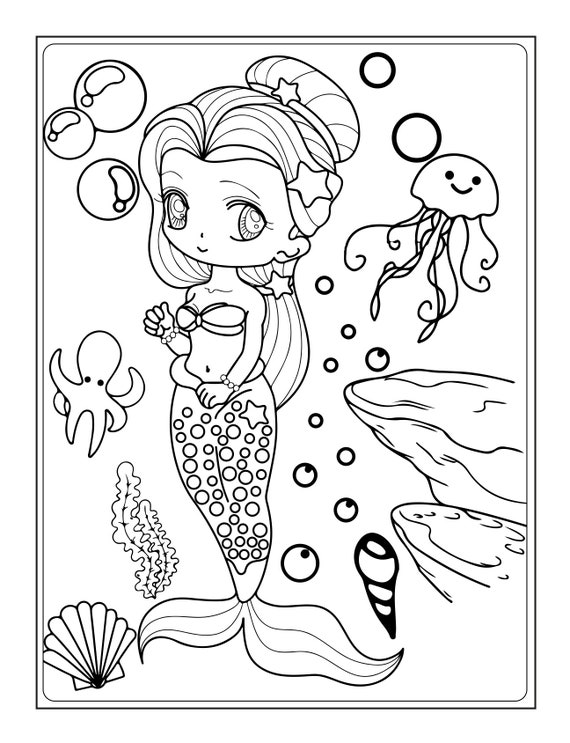 Kawaii Mermaid Coloring Book: Kawaii Coloring book for Children, A  Collection of Cute Fun Simple and Large Print Images Coloring Pages for  Kids & Ad (Paperback)