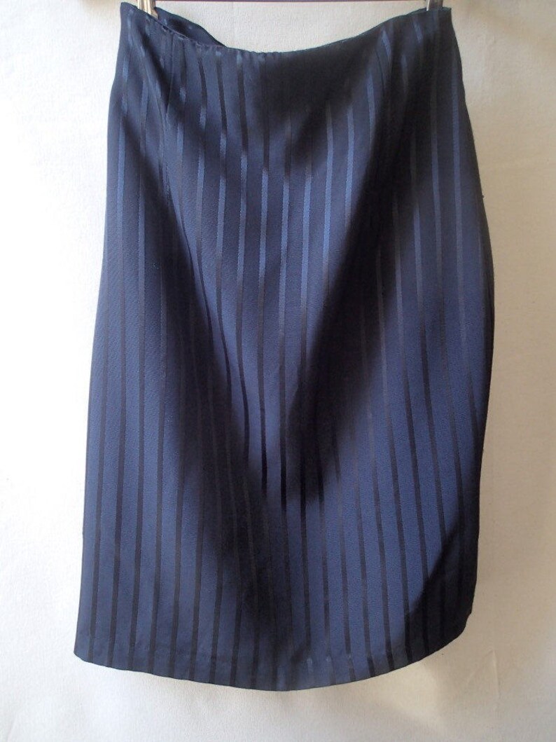 Vintage wiggle skirt black pinstriped skirt black on black fitted high waisted striped skirt pencil skirt knee length skirt