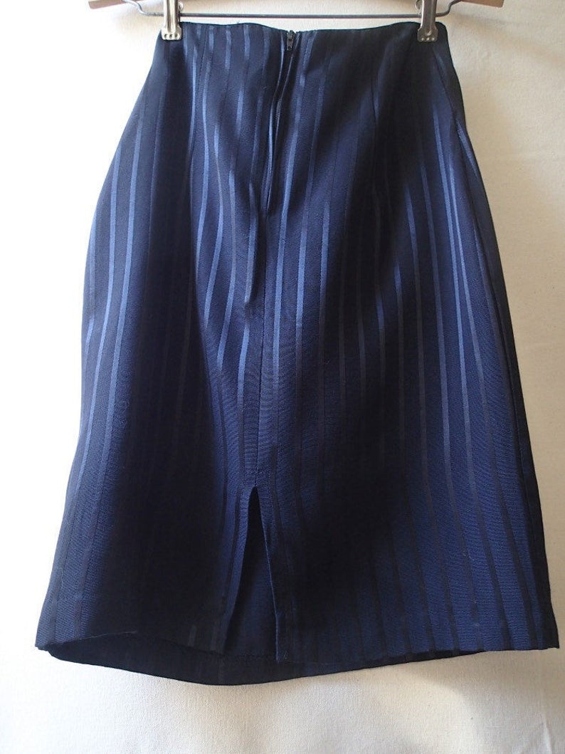 Vintage wiggle skirt black pinstriped skirt black on black fitted high waisted striped skirt pencil skirt knee length skirt