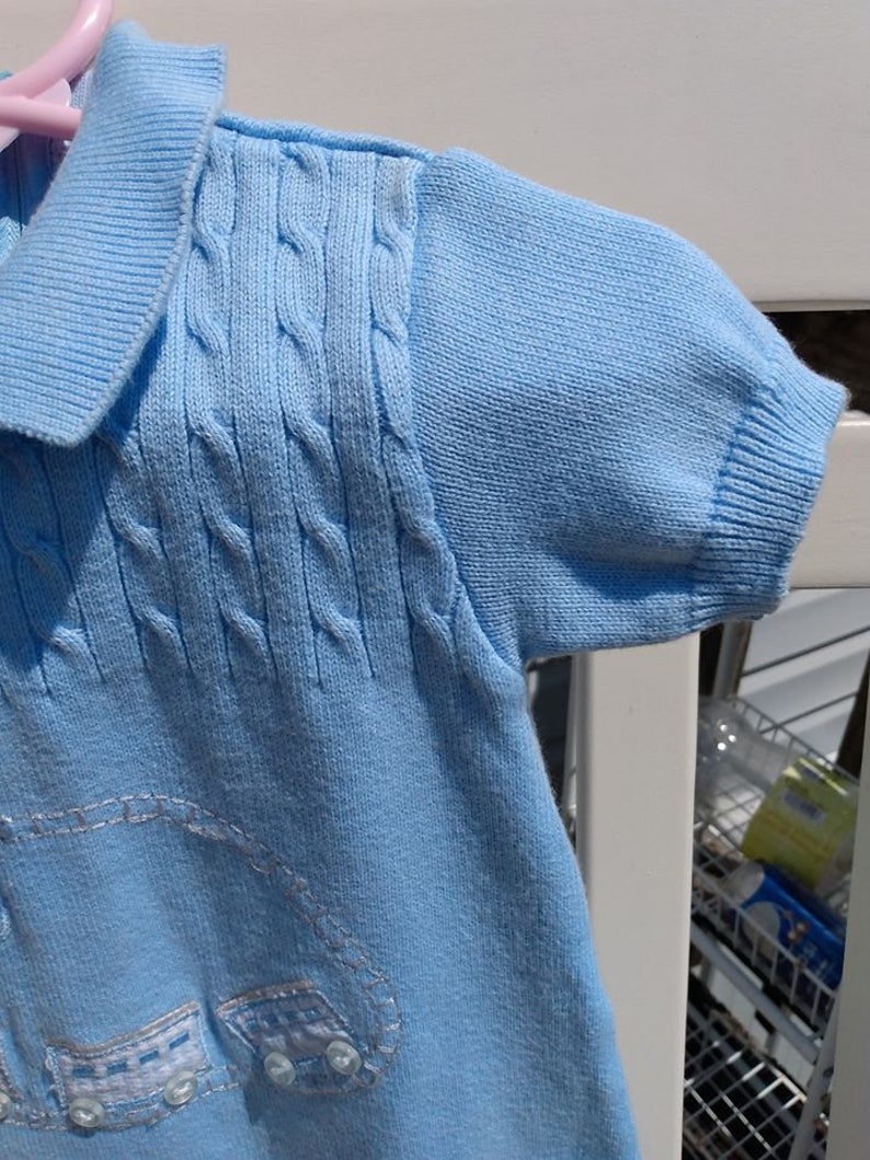 Friedknit Creations Vintage 3 Months Sweater Romper Baby BOy Blue