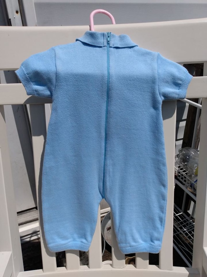 Friedknit Creations Vintage 3 Months Sweater Romper Baby BOy Blue