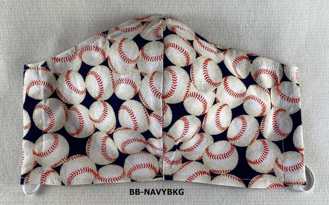 Large Baseball Face Mask with Filter Pocket and Nose Strip Etsy