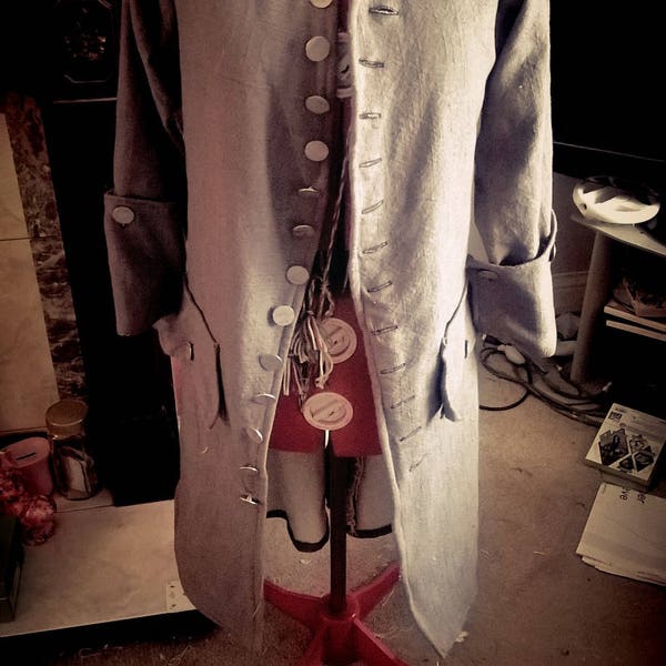 Early 18th century linen Pirate frock coat for reenactment and Larp