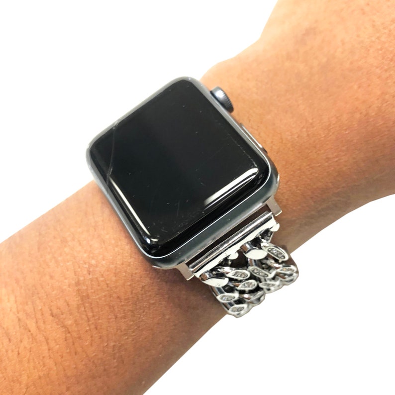 Classy Double Row Chain Link Apple Watch Band Stainless Etsy