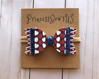 Fourth of July Bow, 4th of July Headband, Baby Headband, Baby Bow Headband, Baby Girl Headband, Bow Headband, Newborn Bow, Hair Bows, 4''