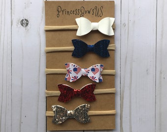 4th Of July Baby Headband, 4th Of July Baby Bow Headband, Baby Girl Headband, Infant Headband, Newborn Headband, 4th Of July Bows, Hair Bows