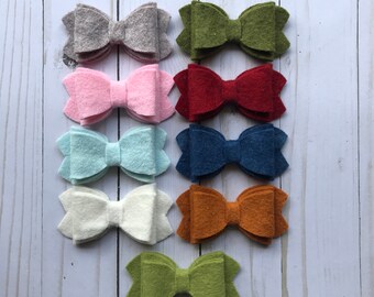 Baby girl headband bow SET, Toddler headband, Newborn soft headband, Felt hair bows for girls, Nylon headband, Hair clips for baby girls