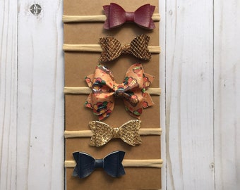 Thanksgiving hair bows for baby girls, Baby girl thanksgiving headbands, Baby headbands, Turkey thanksgiving bow headband, Newborn headbands