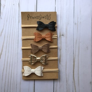 Baby Headband SET, Faux Leather Bows For Babies, Newborn Headbands, Nylon Headbands, Baby Bow Headbands, Bows For Baby Girls, Bows, Toddler