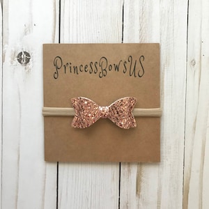 Glitter Bow Headband, Baby Bow Headband, Glitter Headband, Rose Gold Glitter Headband, Glitter Bow, Infant Headband, Newborn Headband, Bows