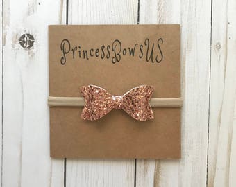 Glitter Bow Headband, Baby Bow Headband, Glitter Headband, Rose Gold Glitter Headband, Glitter Bow, Infant Headband, Newborn Headband, Bows