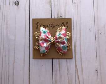 Valentine's Hair Bow for Girls, Toddler & Baby Girl Heart Bow, Glitter Hair Bow, First Valentine's Day Outfit Accessory, Headband for Baby