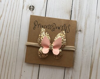 Baby Headband, Mini Bows Headband, Toddler Headband, Baby Girl Headband SET, Faux Leather Bows, Faux Leather Clip, Girls Hair Bow, Headband