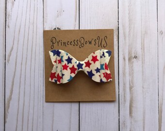 4TH of July Hair Bow, 4th of july Bow, Hair Bows For 4th Of July, Toddler Hair Bows, Baby Girl Headband, 4 INCH BOW, Hair Bow With Stars