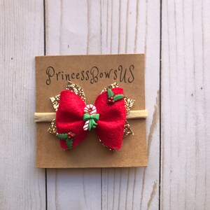 Christmas Bow Headband, Bow band, baby girl headband, Christmas Hair bow, holiday headband, Candy Cane Hair Bow, baby bows, baby hair bow