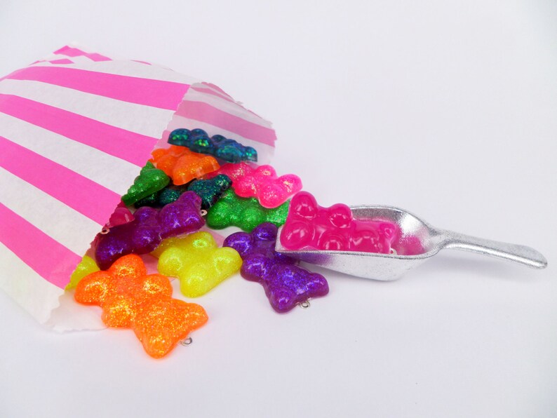 Gummy Bears Necklace Pendant Gummi Charm Candy Glitter Resin Etsy