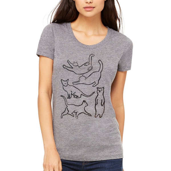 SIZE XL black gray cat shirt, cat tee, t-shirt, funny cat shirt, cat lover gift, gift for cat lover, crazy cat lady,  cat silhouette