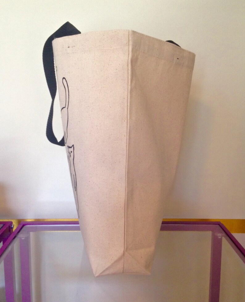 stocking stuffer brown cat canvas tote bag natural colored tote holiday gift reusable grocery bag crazy cat lady gift for cat lover