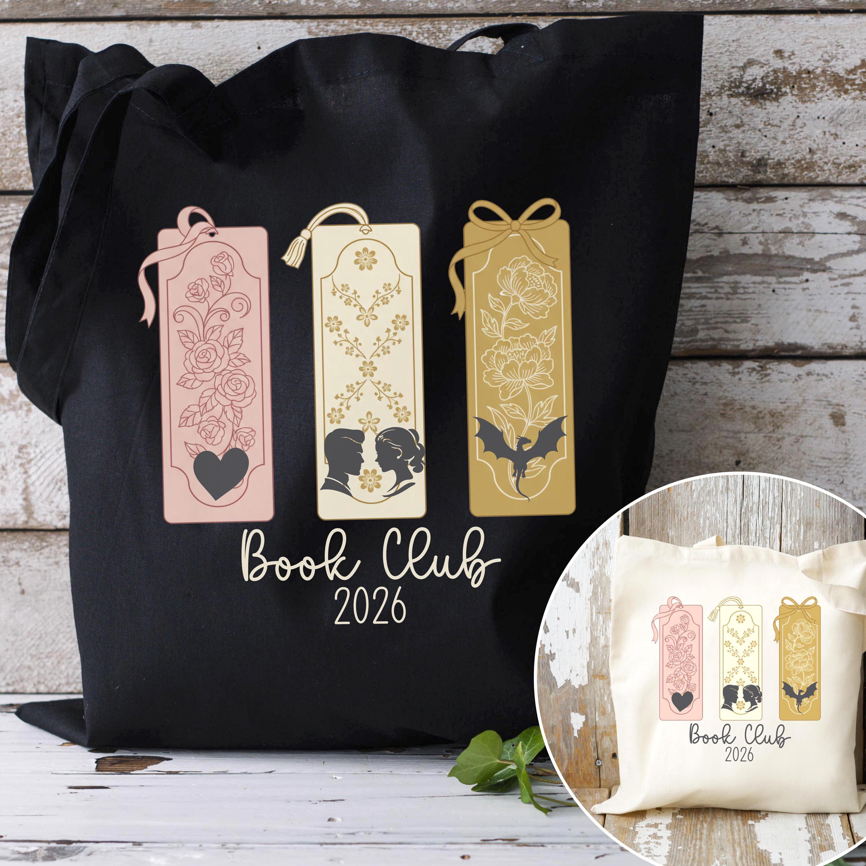 Personalized Book Club Tote Bag, Custom Bookish Gift, Romance & Fantasy Reader Gift, Librarian Appreciation, Gift for Book Lover