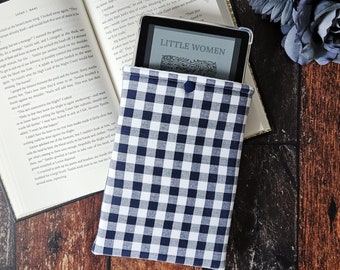 Blue Gingham Kindle Sleeve | Book Lover Gift | Checkered Cover | Kindle Case | Bookish Gift | Kindle Paperwhite | Book Sleeve | Colorsoft