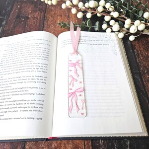 Pink Bow Bookmark | Acrylic Bookmark | Girly Book Merch | Ribbon Bookmark | Bookish Gift | Gift for Her | Book Accessory | Coquette