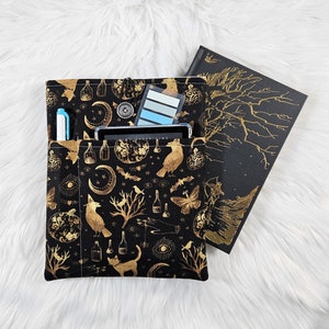 Black and Gold Witchy | Book Sleeve | Kindle Sleeve | Book Accessory | Book Protector | Book Covering | iPad Case | Book Lover Gift | Pocket