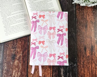 Pink Bows Cotton Bible Cover, Christian Gift, Bible Case, First Communion Gift, Religious Gift, Adjustable Book Sleeve