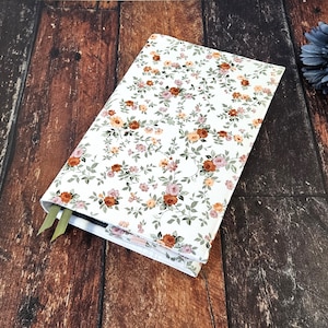 Copertina per libro regolabile con motivo floreale country / sovraccoperta / custodia per libro / regalo per amanti dei libri / accessori per libri / copertina imbottita per libro / copertina riutilizzabile