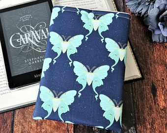 Blue Luna Moth Kindle Sleeve | Book Lover Gift | E-Reader Cover | Case for Kindle | Bookish Gift | Kindle Paperwhite Cover | Kindle Sleeve