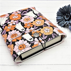 Groovy Ghost Book Sleeve | Pink Floral Sleeve | Book Accessories | Book Protector | Book Cover | Book Pouch | Book Lover Gift | Handmade