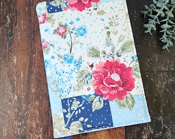 Red Floral Patchwork Bible Cover, Adjustable Book Sleeve, Gift for Christians, Flower Baptism Gifts, Covers for Bibles