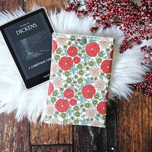 Holiday Floral Kindle Sleeve | Book Lover Gift | Colorsoft Pouch | Kindle Case | Bookish Gift | Book Sleeve | Christmas Cover | Handmade