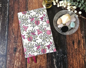 Pomegranate Bible Cover, Christian Gift, Botanical Bible Case, First Communion Gift, Religious Gift, Adjustable Book Sleeve