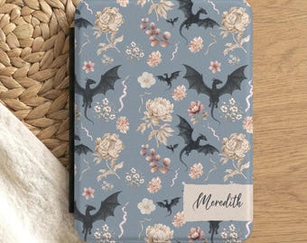 Étui pour Kindle personnalisé, housse pour Kindle Dragon bleu, nom personnalisé cadeau livresque, étuis Paperwhite, cadeau lecteur de fantaisie romantique sombre