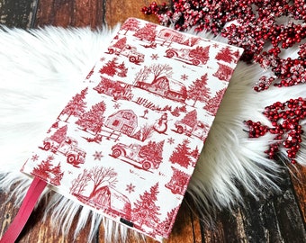 Couverture de livre de toile de Noël | Jaquette | Pochette de livre réglable | Cadeau livresque | Accessoires de livres | Couverture de livre rembourrée | Housse réutilisable