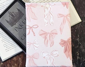 Pastel Pink Bows Kindle Sleeve, Book Lover Gift, E-Reader Case, Book Pouch, Bookish Gift, Coquette Sleeve for Books