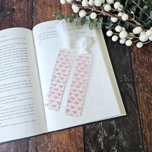 Tiny Pink Bows | Acrylic Bookmark | Girly Book Merch | Ribbon Bookmark | Bookish Gift | Gift for Her | Book Accessory | Coquette Bow