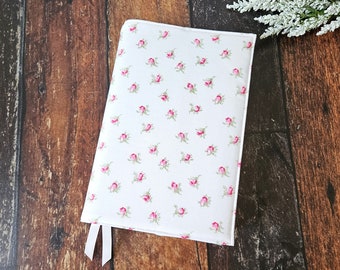 Vintage Pink Floral Cotton Bible Cover: Adjustable Book Sleeve
