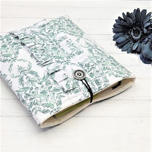 Green Toile Book Sleeve | Book Bag | Book Accessories | Book Protector | Ruffle Book Cover | Book Pouch | Book Lover Gift | Bookish Gift