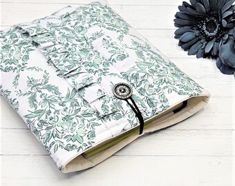 Green Toile Book Sleeve, Floral Book Bag, Bookish Gift for Reader, Book Accessories, Book Protector