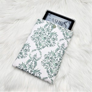 Green Toile Kindle Sleeve | Book Lover Gift | E-Reader Cover | Teacher Gift | Bookish Gift | Tablet Cover | Literary Gift | Bookworm Gift