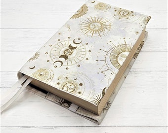 Celestial Gold Adjustable Book Cover | Dust Jacket | Book Sleeve | Bookish Gift | Book Accessories | Padded Book Cover | Reusable Cover