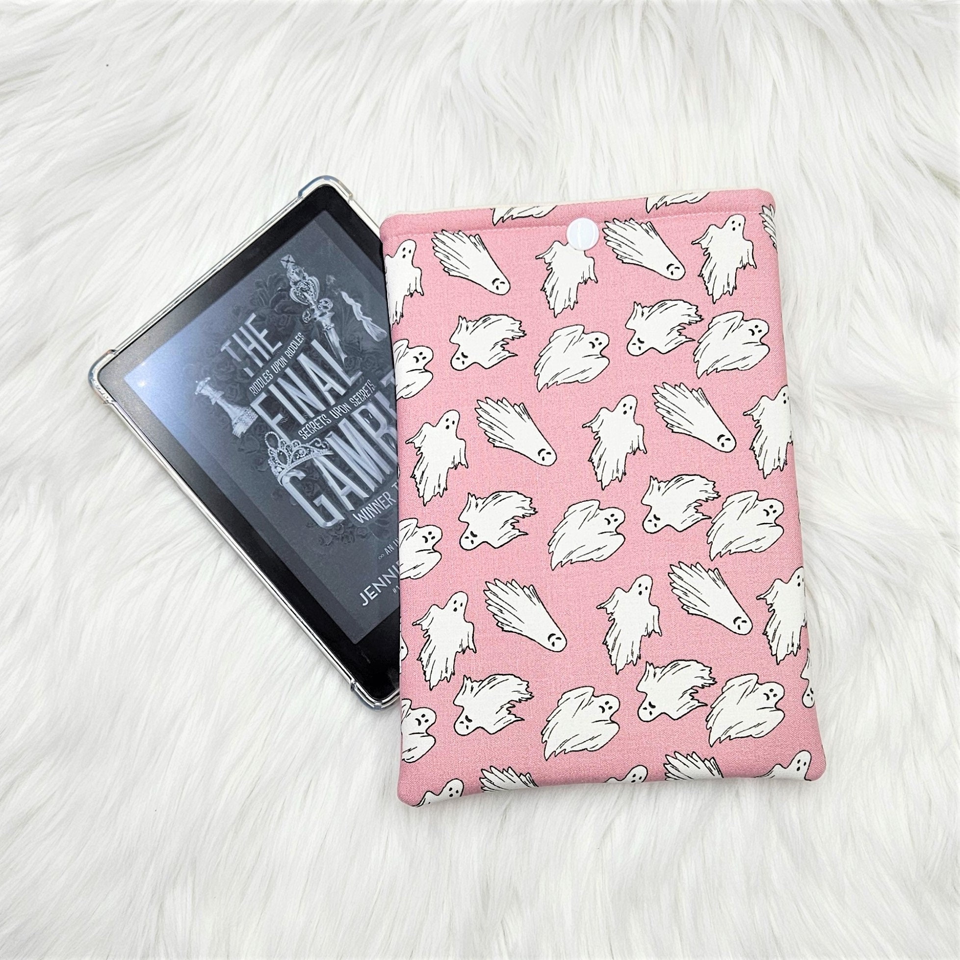 Pink Ghost Kindle Sleeve | Book Lover Gift | E-reader Cover