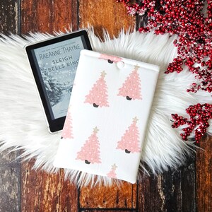 Pink Christmas Tree Kindle Sleeve | Book Lover Gift | Book Bag | Kindle Case | Bookish Gift | Colorsoft Cover | Christmas Book Sleeve