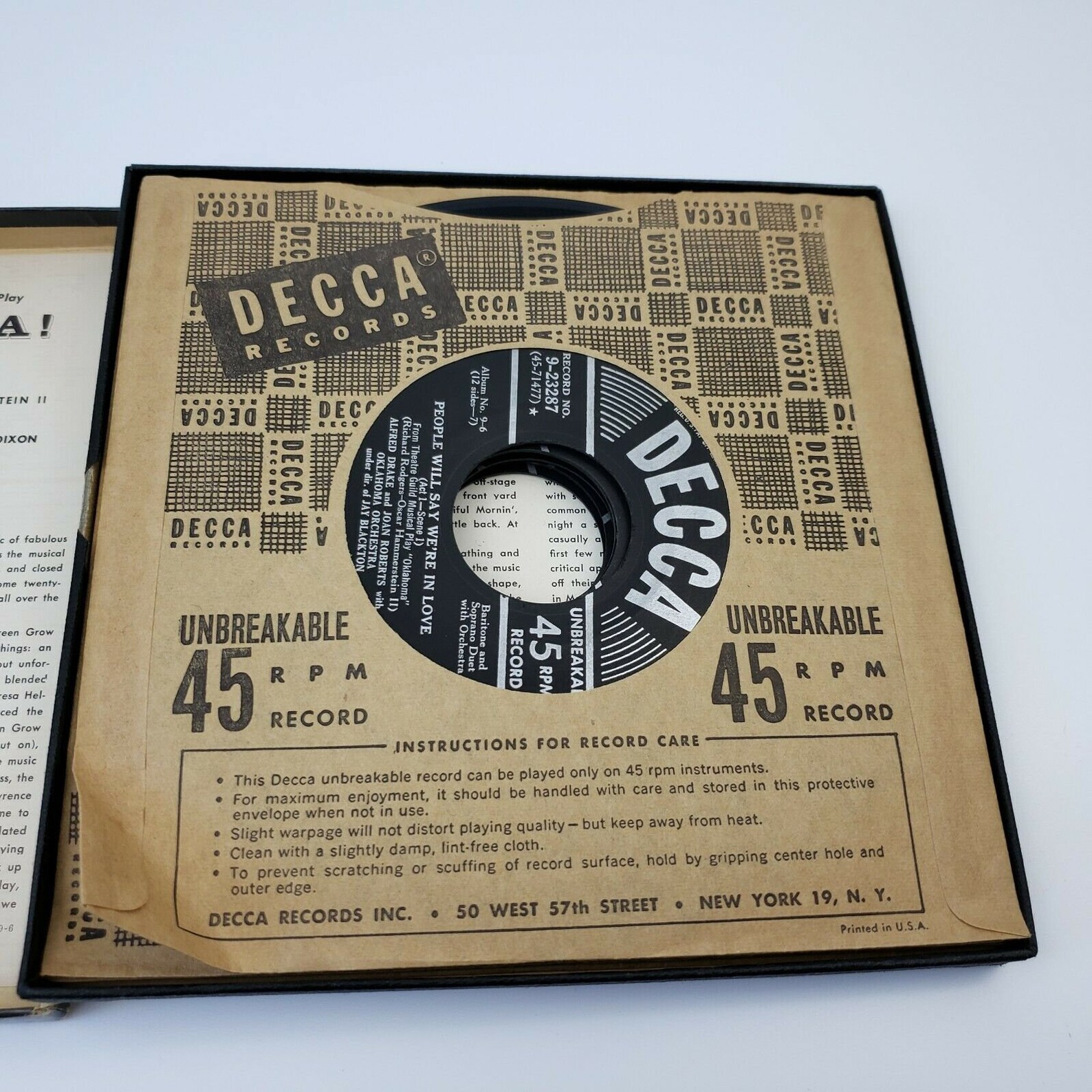 Decca Records 1949 Oklahoma 45 RPM Vintage Schallplatten box Etsy.de